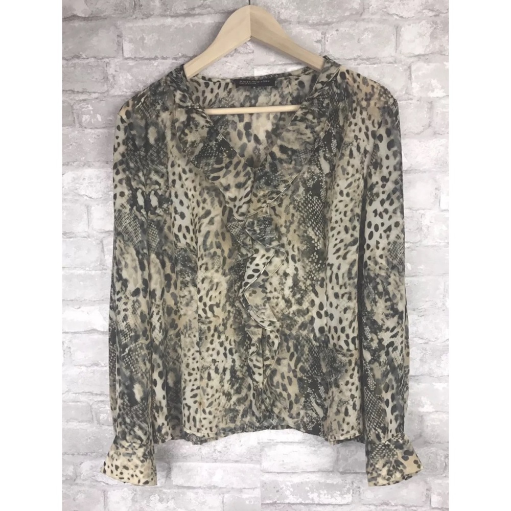 Jones New York | Leopard Print Ruffle Blouse